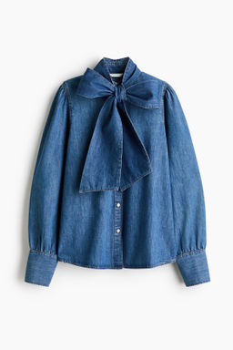 Blusa denim con fular decorativo - H&m фото 6