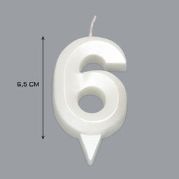 Цена за 3 шт. Свеча в торт «Грань», цифра 6, жемчужный, 6.5 см