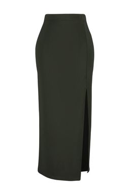 TRENDYOLMILLA Siyah Smart Krep Y?rtmac Detayl? Maxi Yuksek Bel Esnek Orme Etek TWOSS23ET00351 фото 6