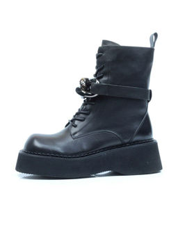 01-CYX03-1 BLACK Ботинки демисезонные женские (натуральная кожа, байка)