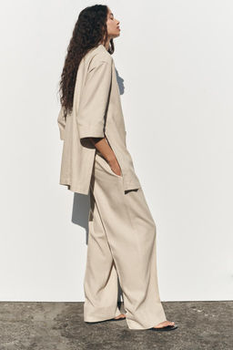 WIDE-LEG LINEN-BLEND TROUSERS - Zara фото 9