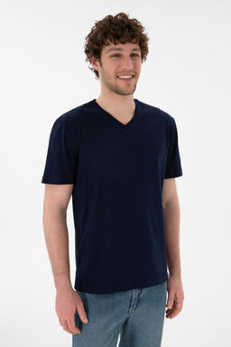 Erkek Regular Fit V Yaka Lacivert Basic Ti__rt Sepette S_rpriz _ndirim - U.s. polo assn фото 4