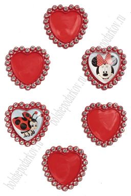 Крышечка со стразами "Сердечко" (10 шт) SF-3632, красный №026