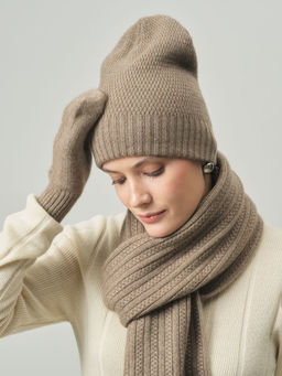 Шапка из кашемира KW101172-F капучино - Gobi фото 2