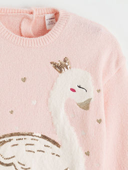 Ku?u Desenli K?z ?ocuk Triko Kazak