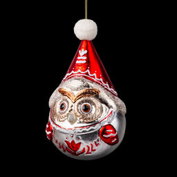 АКЦИЯ Цена за 6 шт. Украшение ErichKrause Decor Сова - мотивы Карелии 15см, стекло