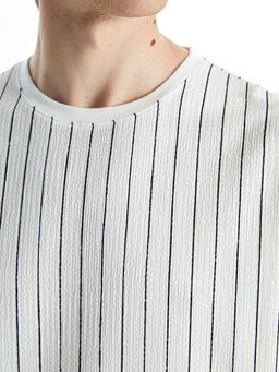 Bisiklet Yaka K?sa Kollu ?izgili Erkek Dokulu Ti??rt