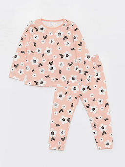 Bisiklet Yaka Uzun Kollu Bask?l? K?z Bebek Pijama Tak?m?