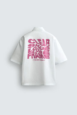 CAMISA BOXY FIT TEXTOS ESTAMPADOS / Blanco / Gris - Zara фото 8