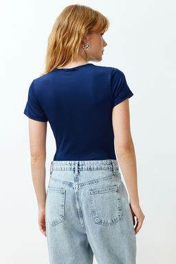 Lacivert Fitted/Vucuda oturan K?sa Kol Esnek C?tc?tl? Orme Body TWOSS24BD00034