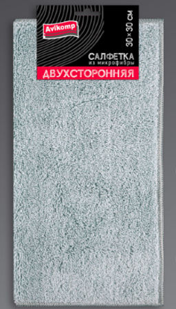 Avikomp салфетка из микрофибры Двухстороняя (д/стекол и зеркал + универсальная) ГРАФИТ 30х30см (1шт) серая