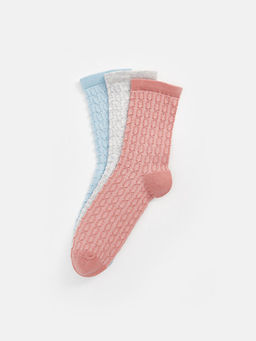 Kendinden Desenli Kad?n Soket ?orap 3l?