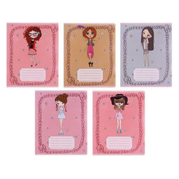 Цена за 20 шт. Тетрадь 12 листов в клетку Calligrata «Девочки», обложка мелованный картон, МИКС