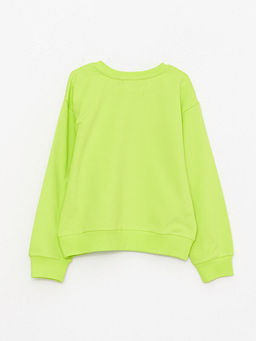 Bisiklet Yaka Bask?l? Uzun Kollu K?z ?ocuk Sweatshirt - Waikiki фото 2