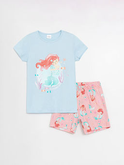 Bisiklet Yaka Bask?l? K?z ?ocuk ?ortlu Pijama Tak?m?