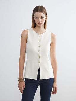 Bisiklet Yaka Kad?n Triko Yelek