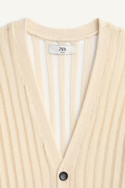 C?RDIGAN ESTRUCTURA CALADOS / Beige claro - Zara фото 7