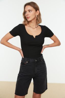 Ekru Havuz Yaka Detayl? Fitted/Vucuda Oturan Fitilli Esnek Crop Orme Bluz TWOSS20BZ1356 - Trendyolmilla фото 8