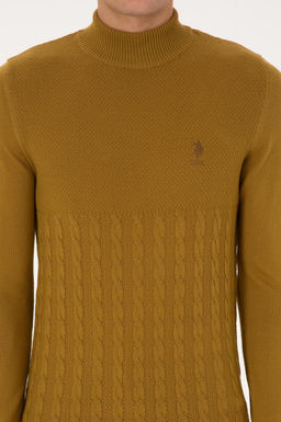 Erkek Slim Fit Yar_m Bal_k__ Yaka Hardal Kazak - U.s. polo assn фото 6