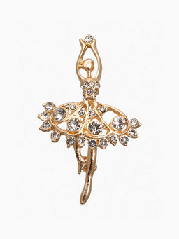 Брошь Балерина ан лер, белая в золоте