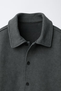WASHED-EFFECT DOUBLE SLEEVE FLEECE SHIRT - Zara фото 3