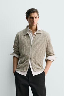TEXTURED CABLE-KNIT JACKET WITH ZIP - Zara фото 2