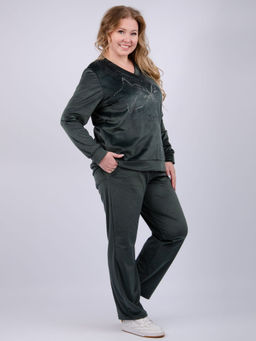 Костюм Велюр 5 тёмно-серый, велюр - Малина фото 24