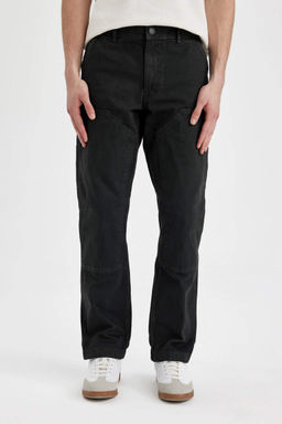 Широкие прямые брюки из парусины - Defacto фото 4