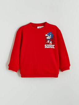 Sonic Bask?l? Erkek ?ocuk Kal?n Sweatshirt