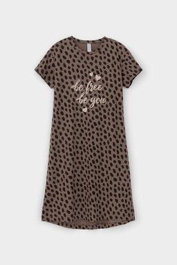 Е 10052/коричневый меланж,пятна сафари сорочка жен