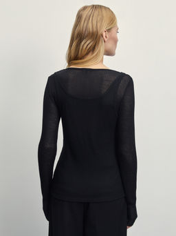 Двухслойный лонгслив в рубчик / Zarina  фото 5