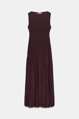 VESTIDO LARGO COMBINADO TUL / Marr?n oscuro - Zara фото 6