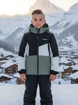 Горнолыжный костюм зимний для мальчика цвета хаки 9517Kh