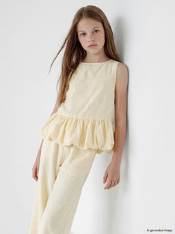 Bisiklet Yaka K?z ?ocuk Peplum Bluz