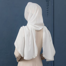 Палантин 180 х 50 см Торжество, цвет молочный - Мастерская ПОКРОВ фото 2