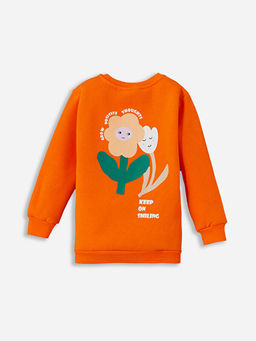 Bisiklet Yaka Bask?l? K?z ?ocuk Sweatshirt - Waikiki фото 3