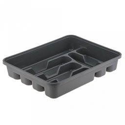 Лоток для столовых приборов пластмассовый 39х31х7см, темно-серый (Россия)