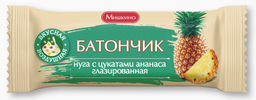 Батончик (818) НУГА (БЛОКАМИ) с цукатами ананаса глазир вес 50 г (Мишкино)