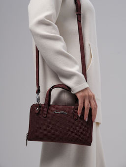 Сумка кожаная Azaro 30850 бордо-горох