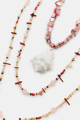 PACK 3 COLLARES COCHAS PIEDRA / Rosa - Zara фото 3