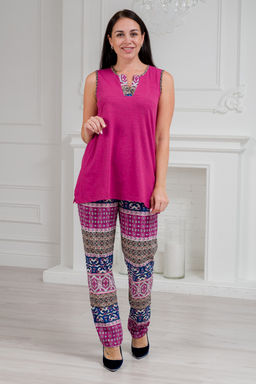 Пижама женская из майки и брюк из кулирки Лисандра бордо - Амадэль фото 4