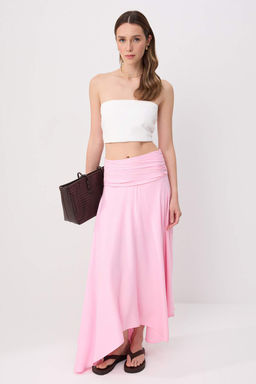 Pembe %100 Viskon Asimetrik Astarl_ Maxi Uzun Etek TWOSS26ET00242 - Trendyolmilla фото 6