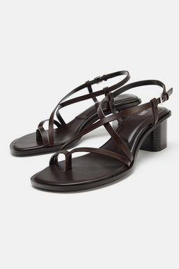 SANDALIA TAC?N ANCHO PIEL / Marr?n - Zara фото 4