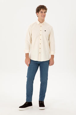 Мужская кремовая рубашка с длинным рукавом Неожиданная скидка в корзине - U.s. polo assn фото 4