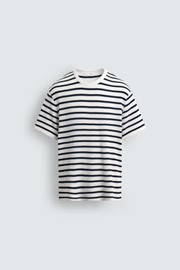 CHECK TEXTURED T-SHIRT - Zara фото 7