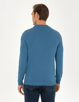 Kobalt Slim Fit Yar_m Bal_k__ Yaka Basic Triko Kazak - Pierre cardin фото 5