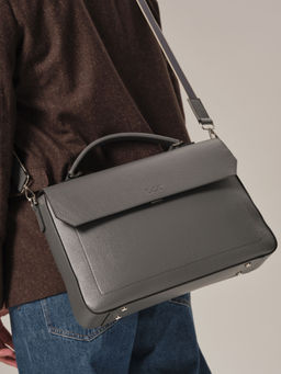 Мужская кожаная сумка Levi DBR 7115 мышиный  фото 2