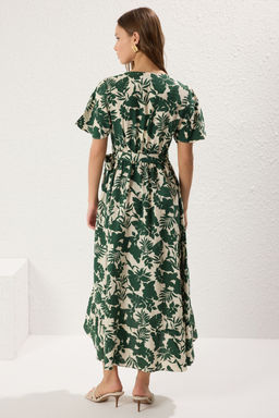 Yesil Kusakl? Cicekli Anvelop Kapamal? Midi Dokuma Elbise TWOSS25EL00141