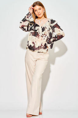 Блуза LAIKONY 214 бежево- коричневый фото 4