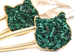 Заколка зажим Котик с натуральным моховым агатом 7*2,8*1,8см - Радуга камня фото 14